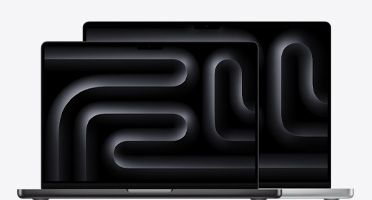 MacBook Pro 14 pollici e MacBook Pro 16 pollici mostrati di fronte per confrontarne le dimensioni