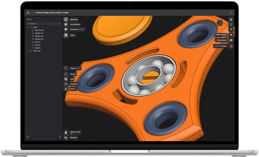 Shapr3D vist på en MacBook Air